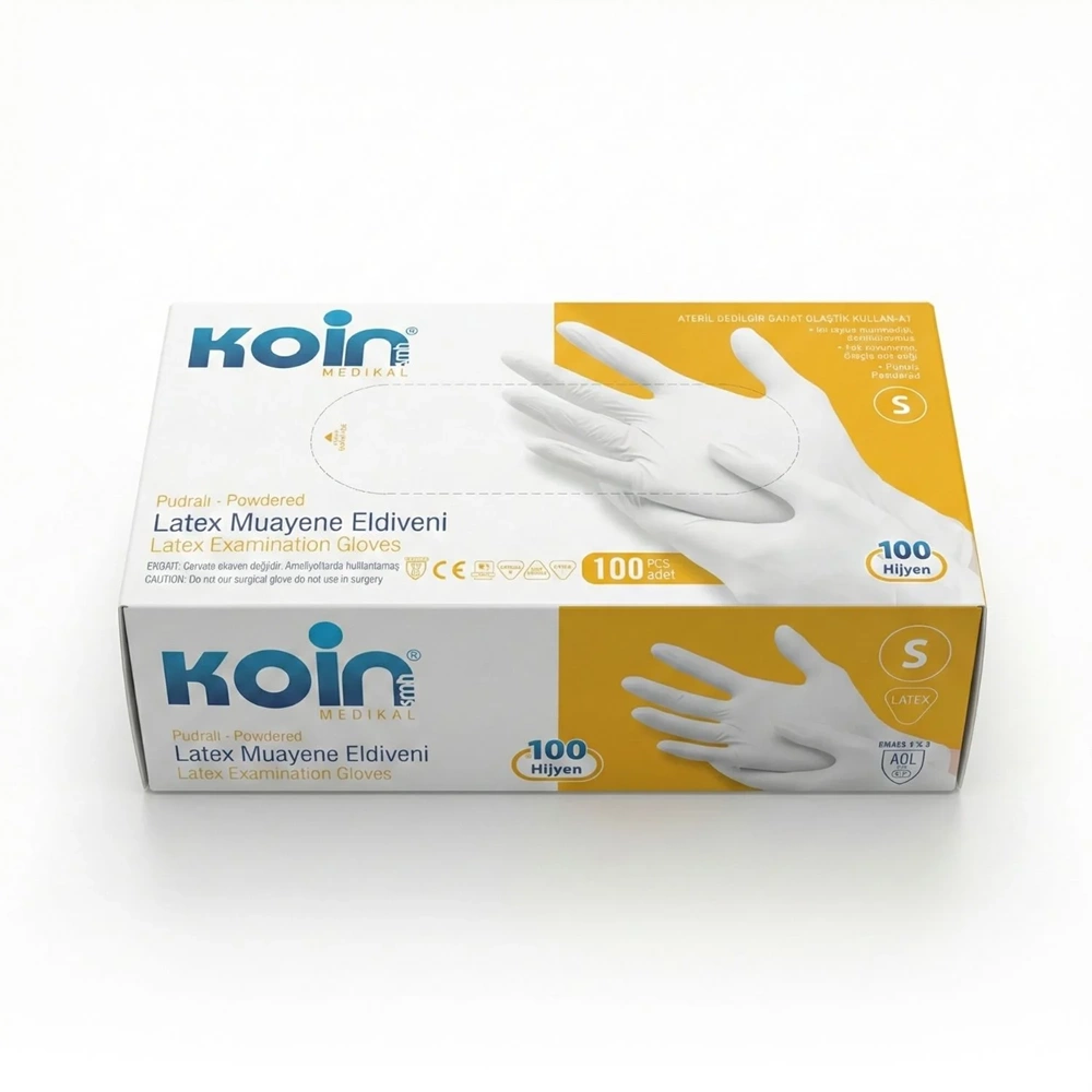 Latex Pudralı Muayene Eldiveni 100 Adet - Small