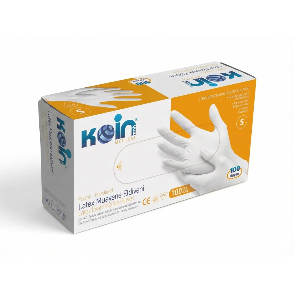 Latex Pudralı Muayene Eldiveni 100 Adet