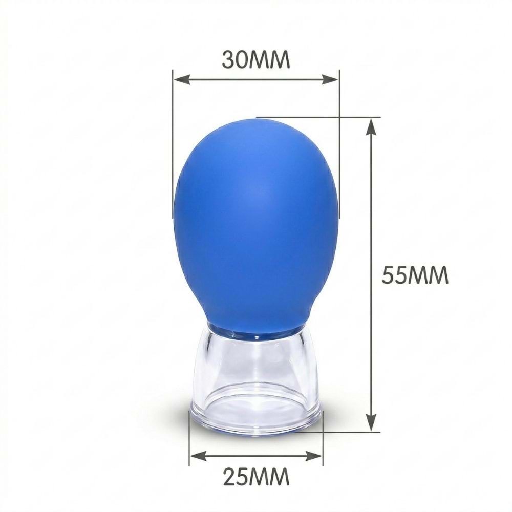 Mini Silikon Vakumlu Yüz Masaj Kupası - Mavi