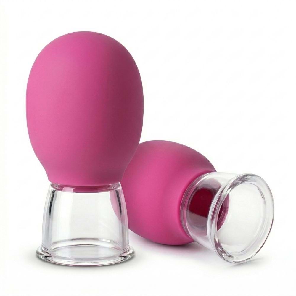 Mini Silikon Vakumlu Yüz Masaj Kupası - Pembe