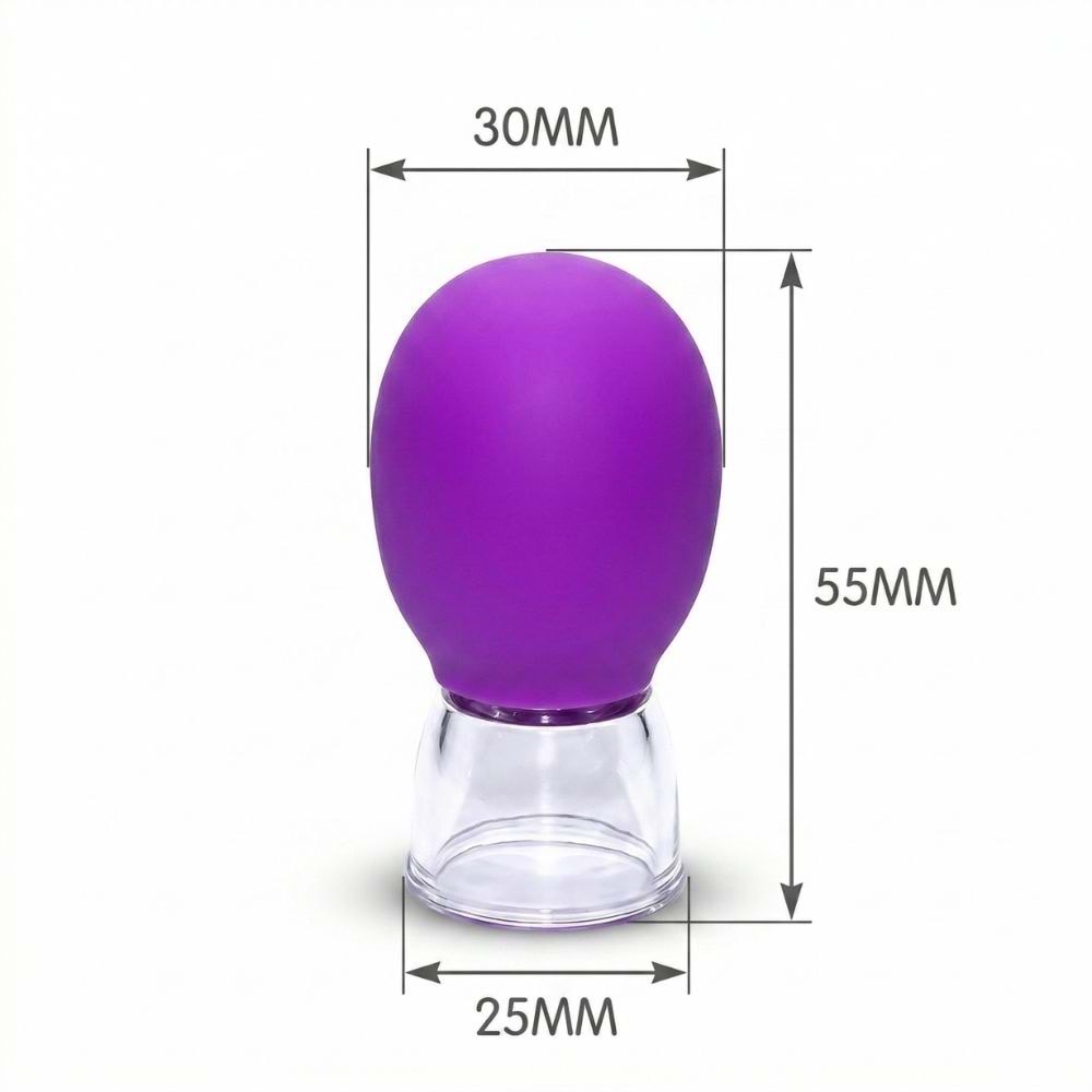 Mini Silikon Vakumlu Yüz Masaj Kupası - Pembe