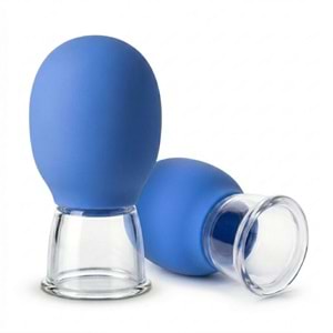 Mini Silikon Vakumlu Yüz Masaj Kupası - Mavi